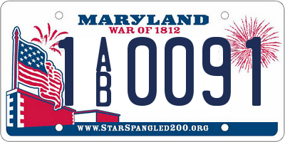 MD license plate 1AB0091