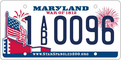 MD license plate 1AB0096