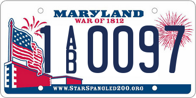 MD license plate 1AB0097