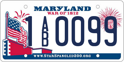 MD license plate 1AB0099