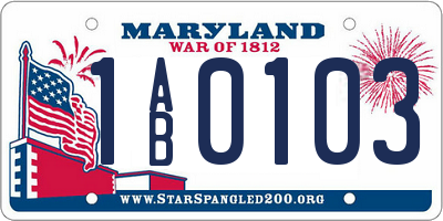 MD license plate 1AB0103