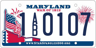 MD license plate 1AB0107