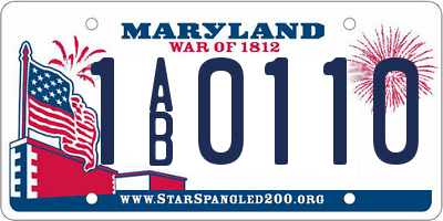 MD license plate 1AB0110