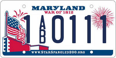 MD license plate 1AB0111
