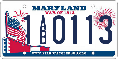 MD license plate 1AB0113