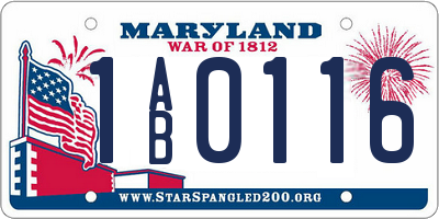 MD license plate 1AB0116
