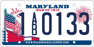 MD license plate 1AB0133