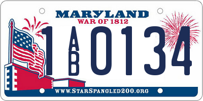 MD license plate 1AB0134