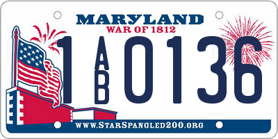 MD license plate 1AB0136