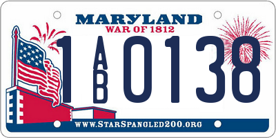 MD license plate 1AB0138