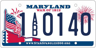 MD license plate 1AB0140