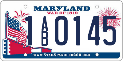 MD license plate 1AB0145