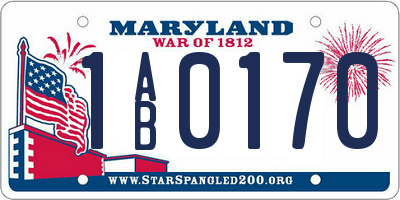 MD license plate 1AB0170