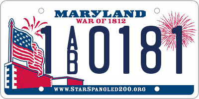 MD license plate 1AB0181