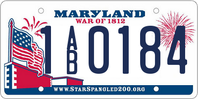 MD license plate 1AB0184