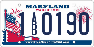 MD license plate 1AB0190