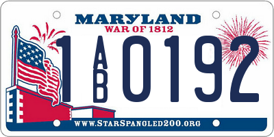 MD license plate 1AB0192