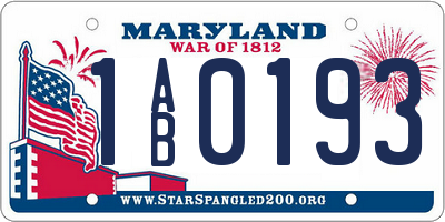 MD license plate 1AB0193