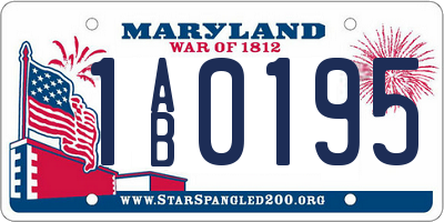 MD license plate 1AB0195