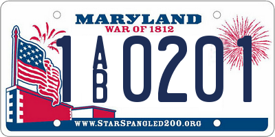 MD license plate 1AB0201