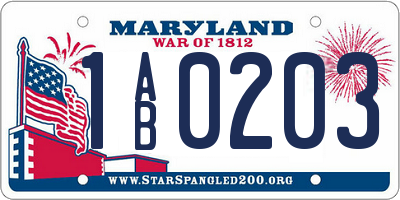 MD license plate 1AB0203