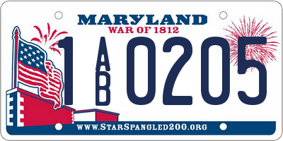 MD license plate 1AB0205