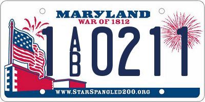 MD license plate 1AB0211