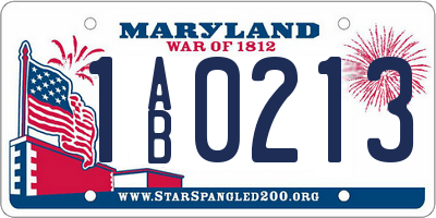 MD license plate 1AB0213