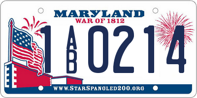 MD license plate 1AB0214