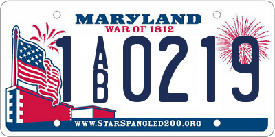 MD license plate 1AB0219