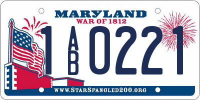 MD license plate 1AB0221