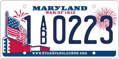MD license plate 1AB0223