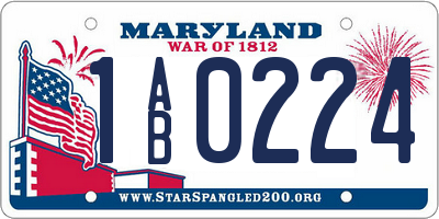 MD license plate 1AB0224