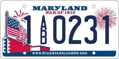 MD license plate 1AB0231