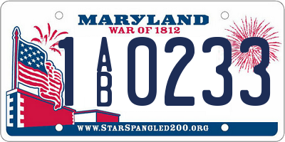 MD license plate 1AB0233