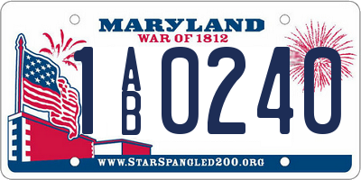 MD license plate 1AB0240