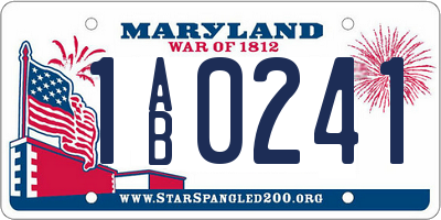 MD license plate 1AB0241