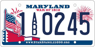 MD license plate 1AB0245