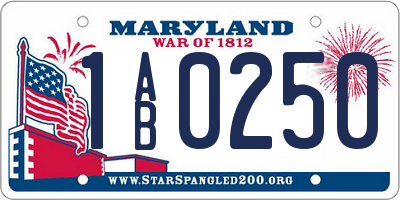 MD license plate 1AB0250