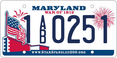 MD license plate 1AB0251