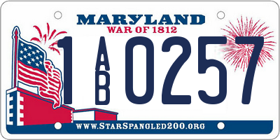 MD license plate 1AB0257