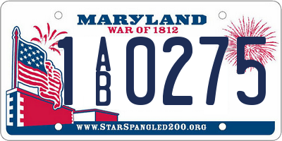 MD license plate 1AB0275