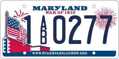 MD license plate 1AB0277