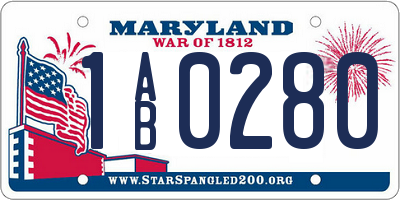 MD license plate 1AB0280