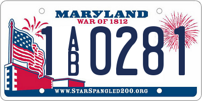MD license plate 1AB0281