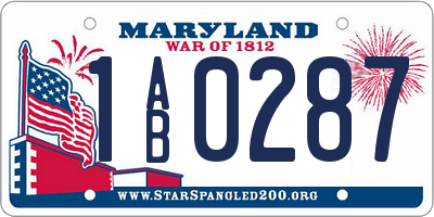 MD license plate 1AB0287