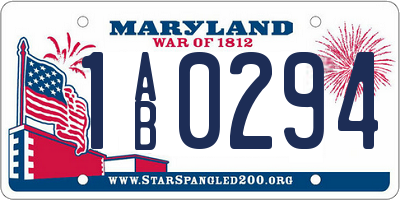 MD license plate 1AB0294