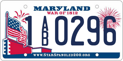MD license plate 1AB0296