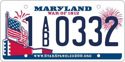 MD license plate 1AB0332