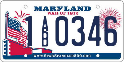 MD license plate 1AB0346
